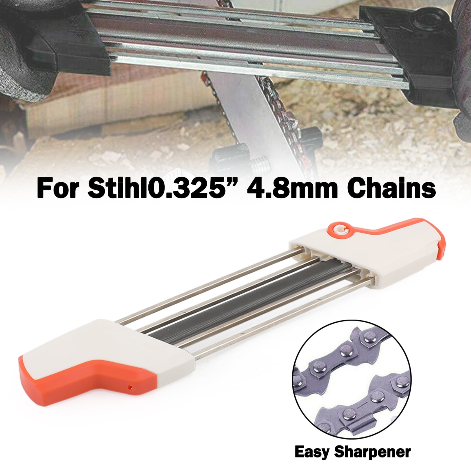 2 in 1 Chainsaw File & Holder Chain Sharpener Quick Easy Sharp