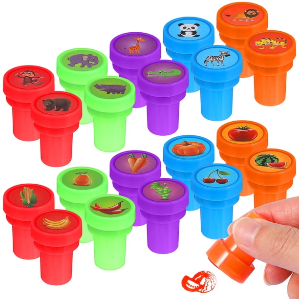 20pcs Lindo Animal Stampers Juguete para Niños Artes Artesanía Papel Dibujo Jugar Fiesta Favor Regalos Regalos Premios (10 patrones de animales de granja y 10 patrones de animales salvajes)
