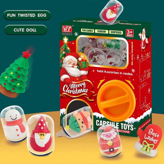 VALSEEL Christmas Gifts Gashapon Machine Toy, 6 Pcs Mini Surprise Balls, Birthday Gift for Boys and Girls, compatible with gashapon accessories