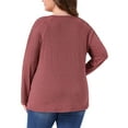 thumbnail image 3 of Plus Size Top for Women Long Sleeve Crew Neck Pleated Shirts Loose Fit Tunic Tops 1X Red, 3 of 5