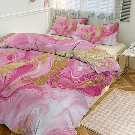 Colorful Marble Pink (46) Duvet Cover Set Bedding Set Polyester Quilt Cover for Bedroom Decoration