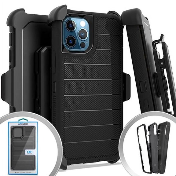 For Iphone 12 12 Pro 6.1 Deluxbrushedcase Holster Black