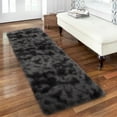 thumbnail image 2 of ZACOO 2x8 Feet Plush Hallway Runner Rug Fluffy Runner Rug Non-Slip Kitchen Rug Laundry Runner Rug for Bedroom Bedside, Black Grey, 2 of 7