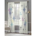 thumbnail image 4 of Purple Yellow Diamond Sheer Curtains 96 Inch Length 2 Panels Set Window Treatments, Modern Geometric Middle Century Rod Pocket Semi Curtains for Living Room/Bedroom/Kitchen Décor, 104"W x 96"L, 4 of 7