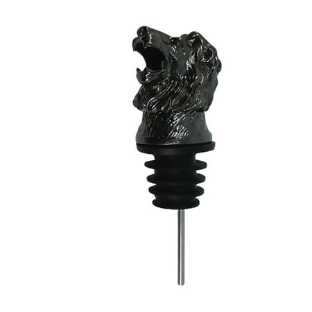 

Lion Head Shaped Wine Pourer Stoppers Creative Wine Bottle Caps Beverage Bottle Stopper for Home Party (Black)