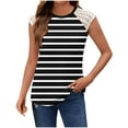 thumbnail image 1 of fatyb Débardeurs Rayés Femmes Dentelle Sans Manches T-Shirts Col Rond Tunique Décontractée Blouses d'Été Amples, 1 of 5