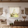 thumbnail image 3 of Boho Lace Curtains 2 Panels 45 Inches -cute Vintage Victorian Sheer Panel Drape French Country Floral Pattern & Tassel Light Filtering Privacy For Bedroom Dining Living Room Beige W52x L45, 3 of 6