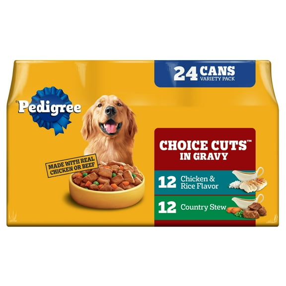 Pedigree Choice Cuts In Gravy Adult Wet Dog Food Chicken & Rice Multipack, 13.2 oz Cans 24 Pack