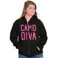 thumbnail image 3 of Camo Diva Cute Girly Hunting Season Womens Plus Size Graphic Zipper Hoodie Brisco Brands 2X, 3 of 5