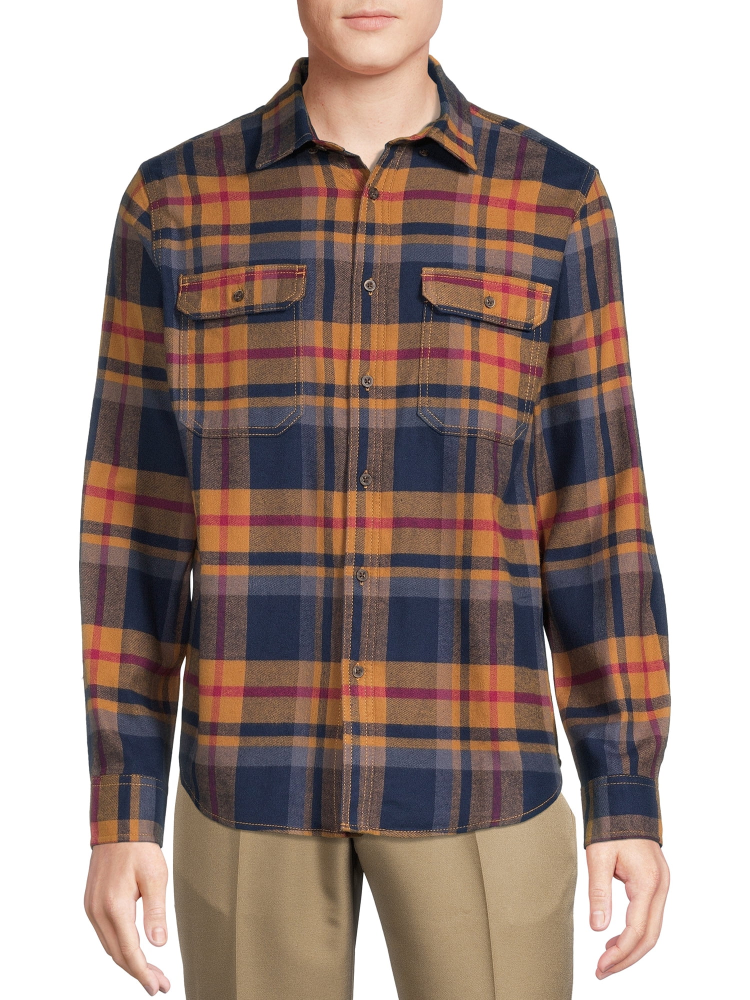 Men's And Big Men's Long Sleeve Super Soft Flannel Shirt, Up To