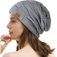 thumbnail image 3 of REDESS Beanie Hat for Men and Women Winter Warm Hats Knit Slouchy Thick Skull Cap-Pure Grey, 3 of 5