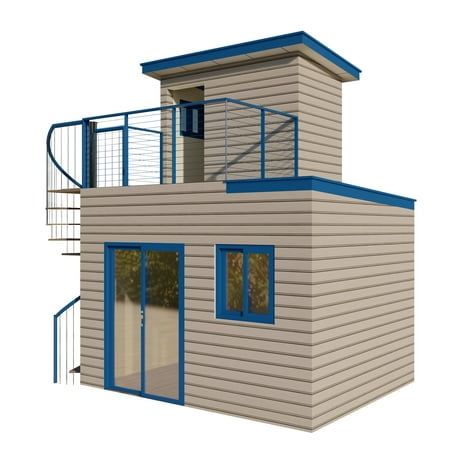 Well Done 1 Home Kits Small Spaces - Ocean View with Spiral Stairs - Assembled Size 12'W x 8'D x 16'H