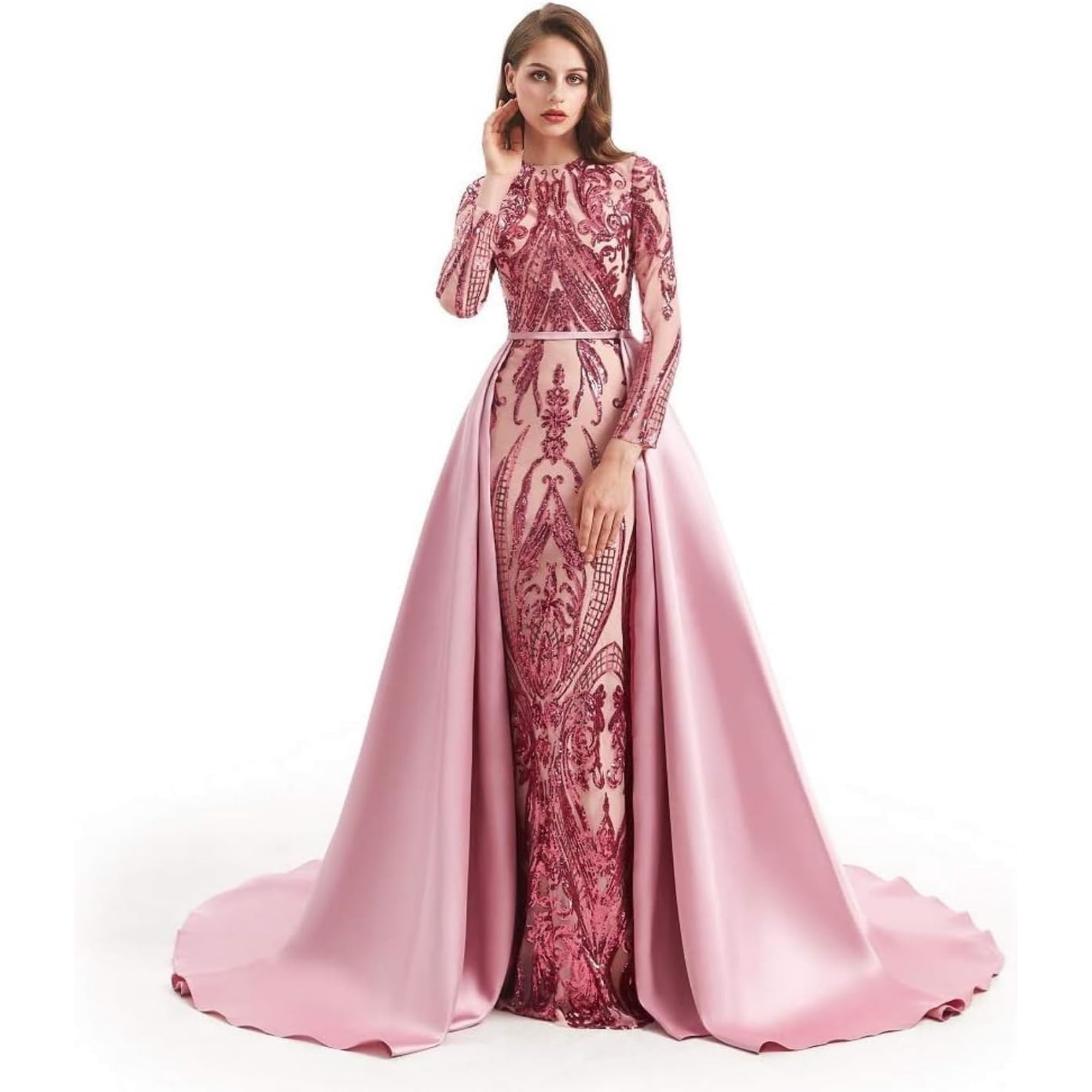 Aries Tuttle Green/Burgundy/Navy Blue Satin Mermaid Prom Evening Party Dress  Gown Detachable Train - Walmart.ca