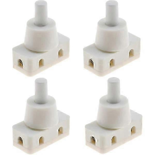 4x Push button switch Standing Push Backstat with cable and screw cap 220V 60Hz 10A for Office lamp Cooling air Diameter White Mounting
