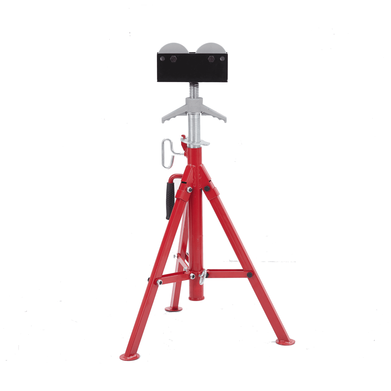 Pipe Jack Stand with Roller Head, 28-52 Inch Adjustable Height,1/8"-12" Capacity, 2500LBS Load Capacity,Heavy Duty Carbon Steel Body, Steel Jack Stands Red