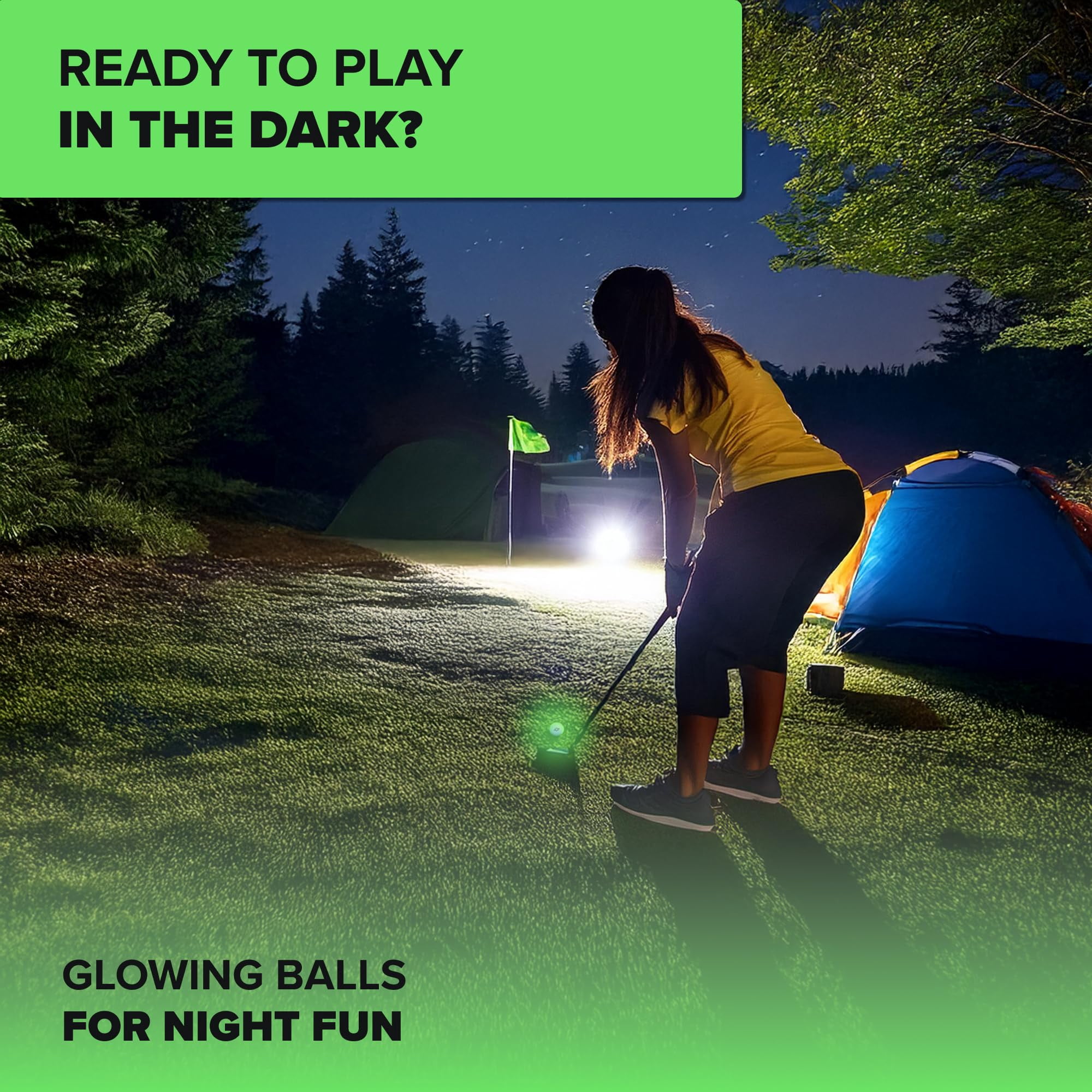 SuperNova Glow Golf Balls – 12-Pack Rechargeable by UV Flashlight for Night Play, Perfect for Night Golf and Dusk Rounds & Bright, Lasting Glow