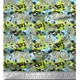 thumbnail image 1 of Soimoi Blue Cotton Cambric Fabric Tiger,Leopard & Wild Animal Printed Fabric 1 Yard 56 Inch Wide, 1 of 1