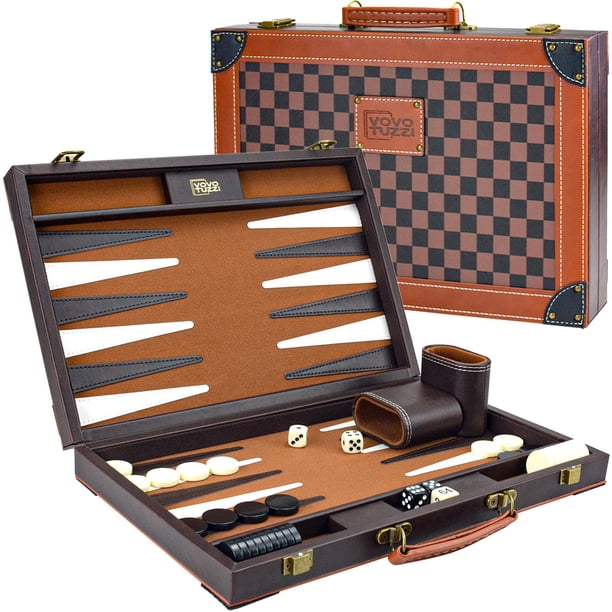 Set de backgammon VOVOTUZZI para adultos con tablero de cuero de 15 pulgadas