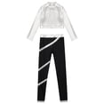thumbnail image 3 of Hansber Kids Girls Hip Hop Jazz Dance Outfit Sparkly Sequin Crop Top with Leggings Figure Skating Training Suit Silver 6, 3 of 7