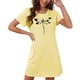 thumbnail image 4 of Camisón corto de talla grande para mujer, camisón de manga corta con estampado de pecho a la moda, camisón para mujer, 4 of 7