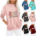 thumbnail image 4 of Valentine's Day Sweatshirt for Women Long Sleeve Crew Neck Casual Pullover Tops with Pockets Graphic Printed Cute Shirt(Pink,XL), 4 of 4