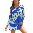thumbnail image 1 of Abstract Blue Life Shapes Pattern Square Neck Dress New Plus Size Elegant Women Waist Tight Dress Abstract Blue Pattern Matisse, 1 of 5