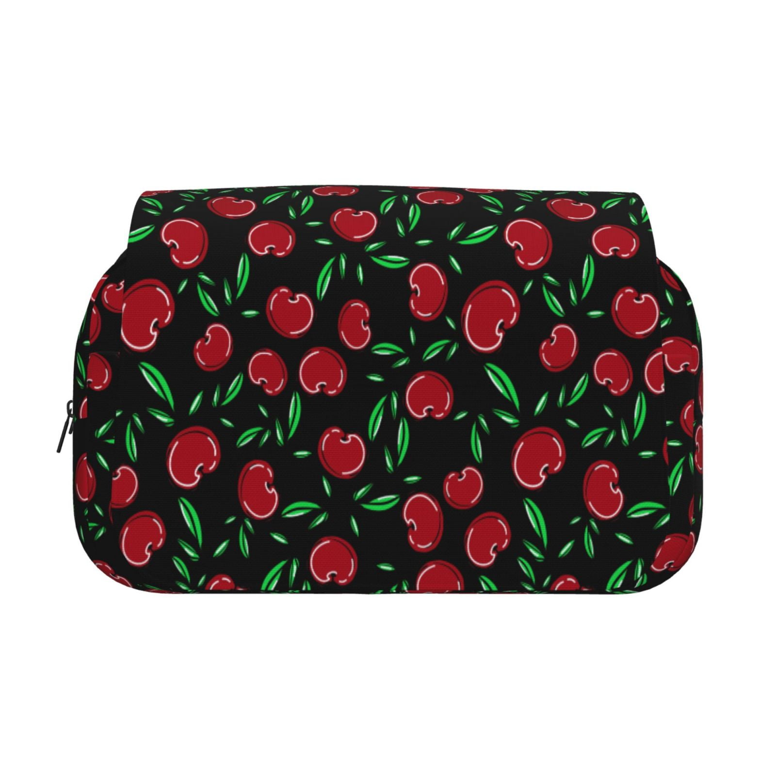Rateoe Cherry Pattern Double Clamshell Pen Case, Storage Organizer with Two Zipper Compartments– Holds Up to 50 Pencils & Pens