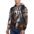 thumbnail image 3 of Goofa Oil Painting Tribal Wolf for Men's Hooded Sweatshirt - Lightweight Pullover Hoodie with Kangaroo Pocket, Perfect for Everyday Wear-3X-Large, 3 of 7