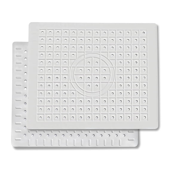 TJ POP Kitchen Sink Mat, Dish Drying Mat Set of 2, 12" x 10" Dish Drying Mat, Sink Protector Mats for Bottom of Kitchen Sink, Fast Draining Sink Mats with Grid, 2 Pack White