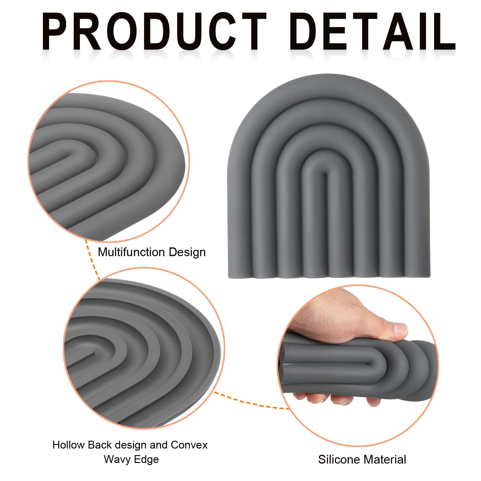 Unique Bargains Silicone Trivets Mats Hot Pots Pans Heat Resistant Trivet Dark Gray