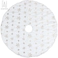 thumbnail image 2 of Gustave 35inch Snowflake Christmas Tree Skirt Snowy White Faux Fur Xmas Tree Skirt for Christmas Decorations Indoor Outdoor New Year Party Supply "Gold", 2 of 6
