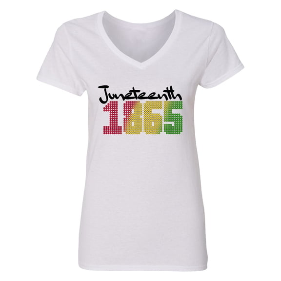 Inktastic Juneteenth 1865 Dots Women's V-Neck T-Shirt