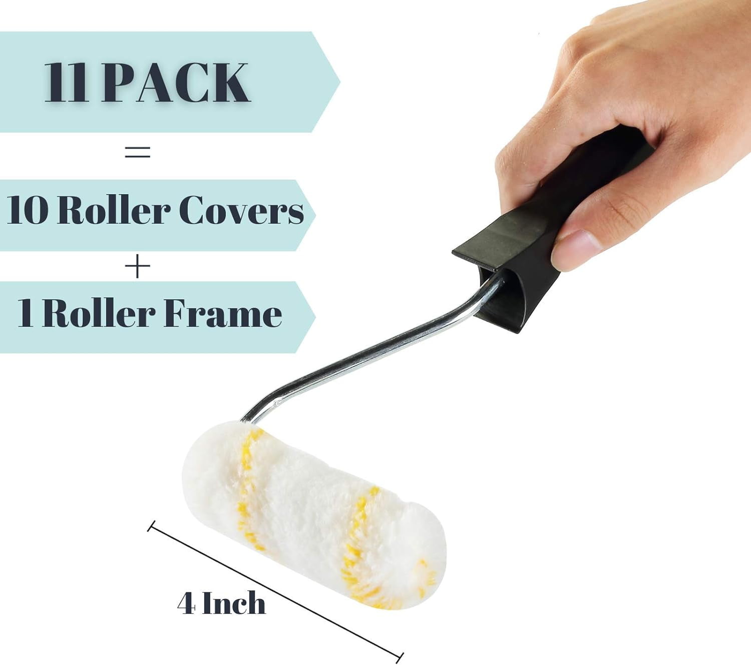 Bates- Paint Rollers, 4 inch Paint Roller with 10 Covers