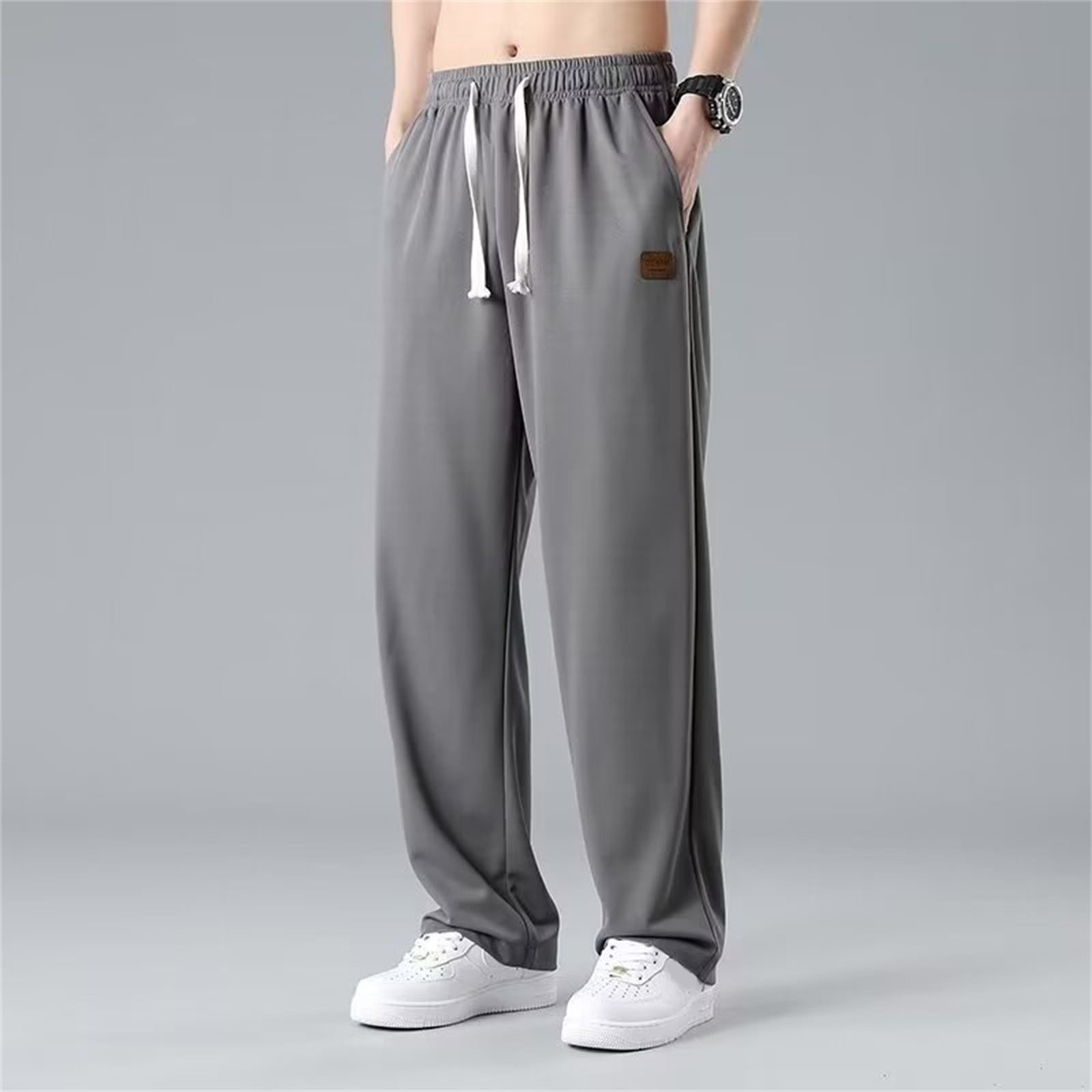 GHSOHS Mens Sweatpants Large Size Ice Silk Casual Joggers