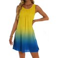 thumbnail image 1 of Vestido Formal Largo Impreso de Gasa Suelta con Cuello Redondo Y Bolsillos de Parche, Vestido Casual Largo para las Mujeres Primavera Verano, 1 of 8