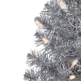 thumbnail image 3 of Northlight 2' Pre-lit Medium Silver Iridescent Tinsel Pine Artificial Christmas Tree, Clear Lights, 3 of 6