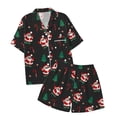 thumbnail image 2 of FASHOFT Christmas Pajamas for Women Set Cute Santa Claus Graphic Long Sleeve Button up Shirts 2 Piece Pjs Satin Soft Sleepwear Holiday Loungewear L, 2 of 5
