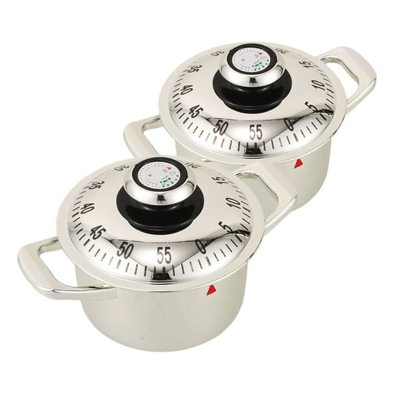 unbranded 2pcs Cute Mechanical Kitchen Timer Cooking Pot Loud Novelty Cooking Timer Manual Baking Countdown Timer For Home And Commercial Kitchens