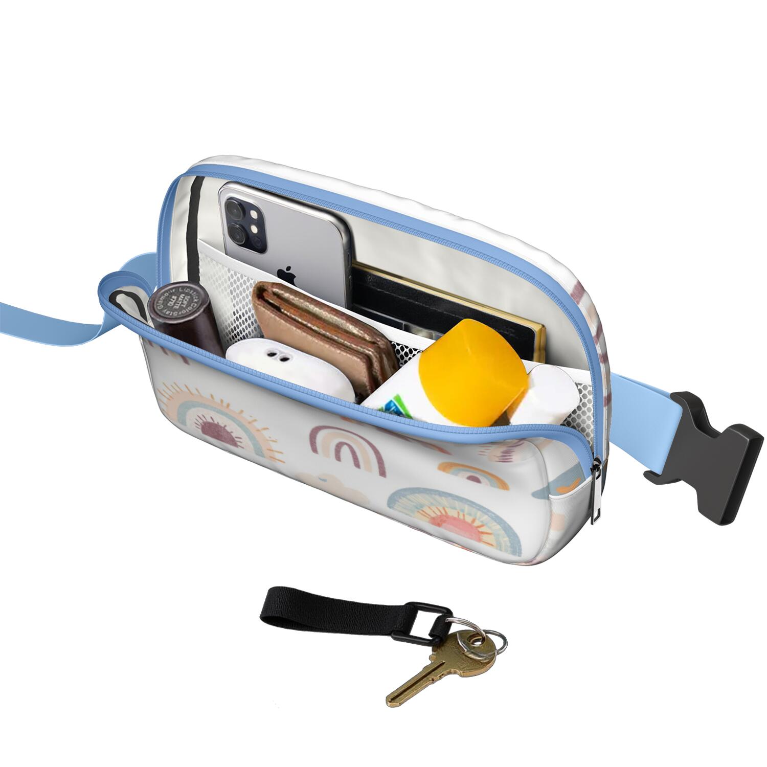 Belt Bag Adjustable Belt Bag for Women Stylish Waist Packs Running Workout Hiking Travel Fanny Pack Rainbow Cartoon