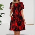 thumbnail image 2 of Red Black Red And Black Ink, Abstract Art Dress Fashion Beach Short Sleeve Dresses Female Party Printed Sundress, 2 of 7