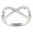 thumbnail image 2 of Infinity Ring For Women, Criss Cross Pave Set Diamond Shank Ring, Promise Ring, 1.2 Ct Simulated Diamond, 14K White Gold Plated, Engagement Gift, 2 of 5