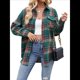 thumbnail image 2 of Camisas Clásicas de Franela A Cuadros con Botones para Mujer, Blusas Informales Extragrandes de Larga para Negocios. Verde Oscuro L, 2 of 10