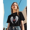 thumbnail image 3 of Camisetas para mujer, camiseta de manga corta con corazón de alas de ángel, holgada, con cuello redondo, informal, para adolescentes, 3 of 8