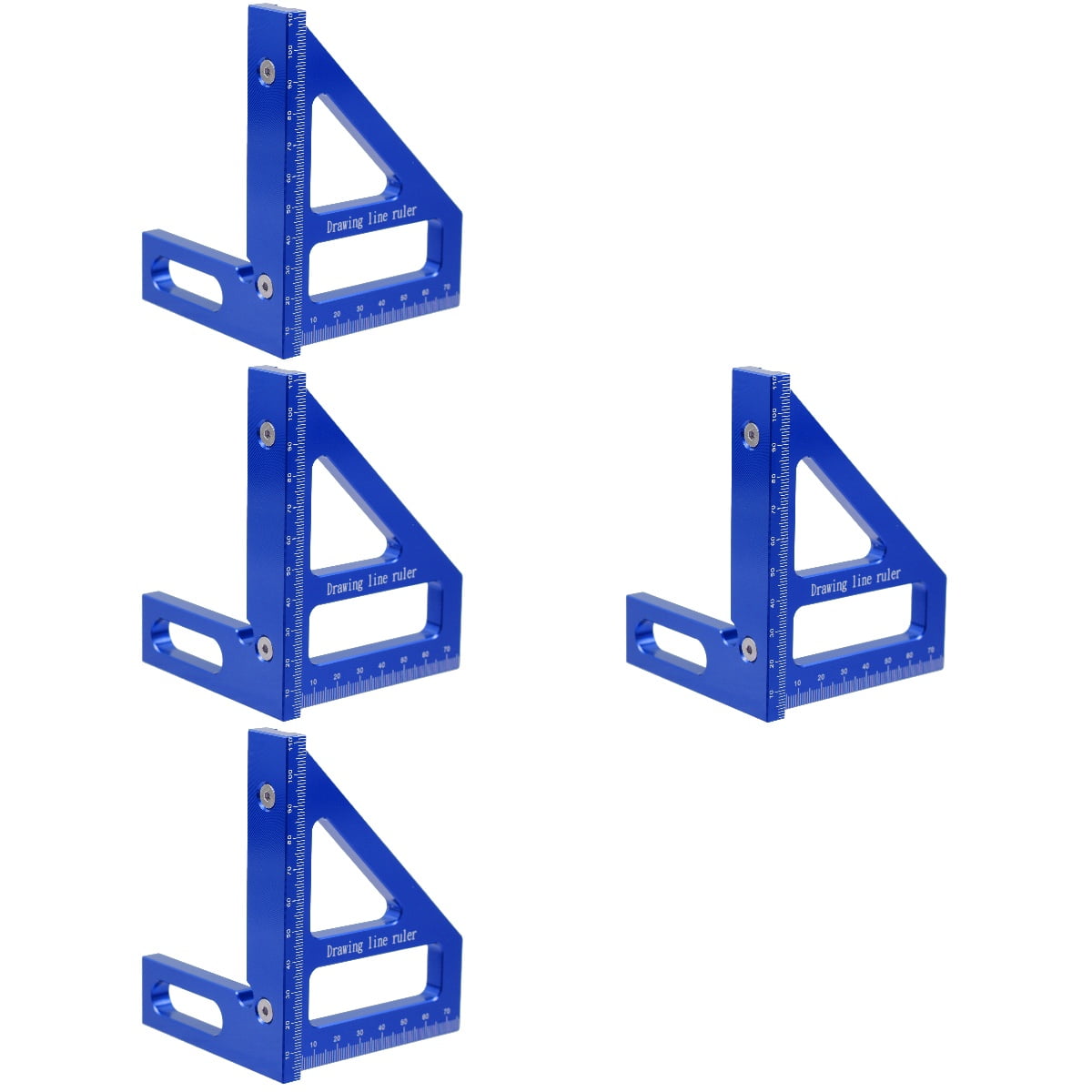 4-Piece Multi-Angle Measuring Ruler Set with Straight Edge and Carpentry Triangle for Precise Woodworking