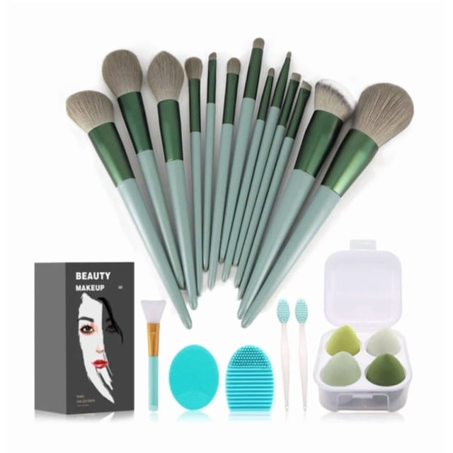 Set 22 brochas de maquillaje profesionales Modelo Verde