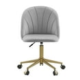 thumbnail image 3 of Linon Alondra Mid Back Velvet Office Chair with Adjustable Height and Swivel, Gold/Gray, 3 of 17