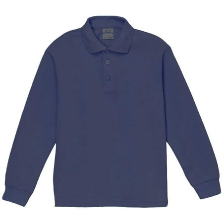 unik Boys Uniform Pique Polo Shirt Long Sleeve, Navy White Sky Blue ...