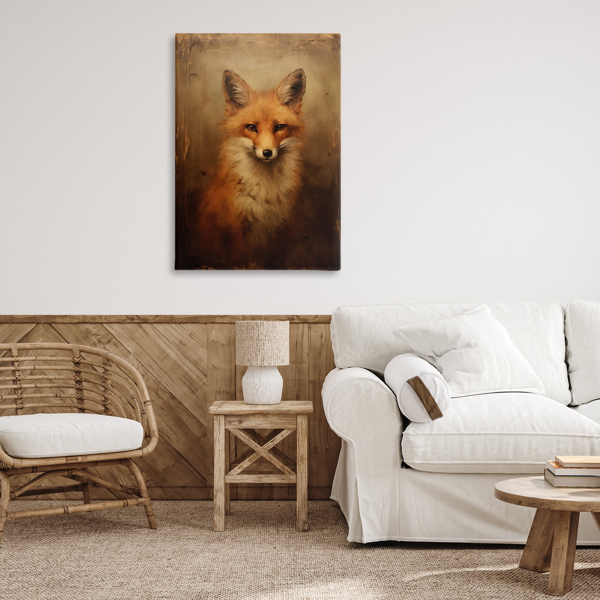 Stupell Industries Dark Fox Visage Animals & Insects Painting Gallery Wrapped Canvas Art Print Wall Art, 24 x 36