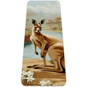 Kangaroo Animal Beautiful Pattern Yoga Mat for Men &Women - Personalized Custom Non Slip Exercise Mat for Home Yoga Pilates Stretching Floor & Fitness Workouts 61x183 cm