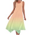 thumbnail image 2 of Ovzne Robes pour Femmes Robe d'Été Robes Sans Manches Col Rond Cordon Décontracté Volanté Robe Trapèze Mini Grande Taille Robe Maxi Liquidation, 2 of 7